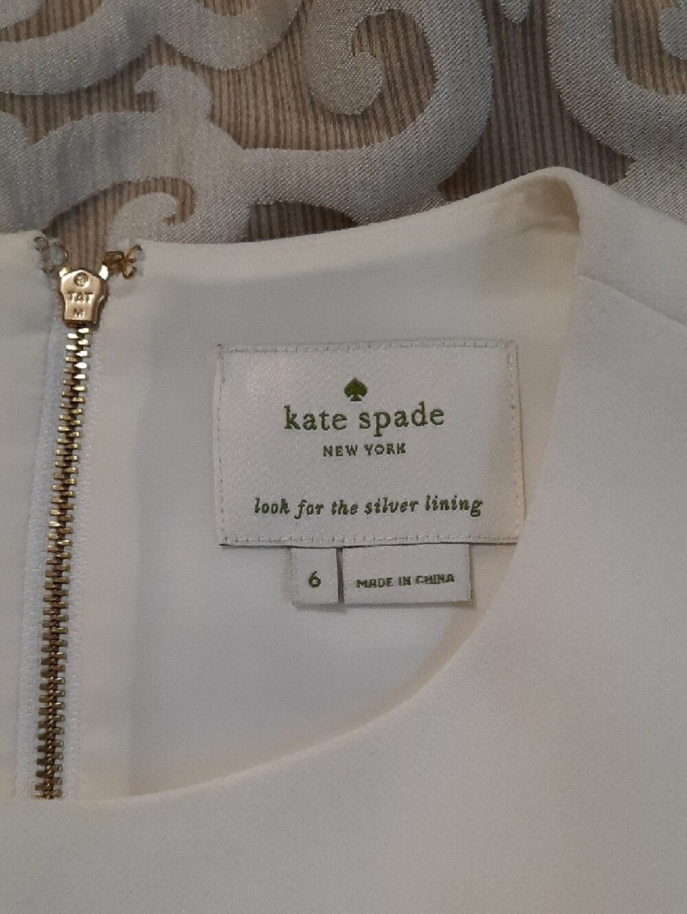 kate spade Cream Mini Dress with Black Waist Bow - Picture 3 of 6